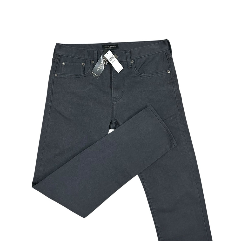 Banana Republic Premium Performance Jeans Mens 30X32 Gray Slim Knit New w Tags